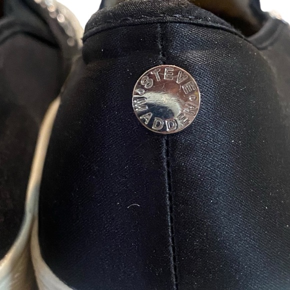 Steve Madden Black 9 Glade Black Satin Slip-On Sneakers - Picture 14 of 14